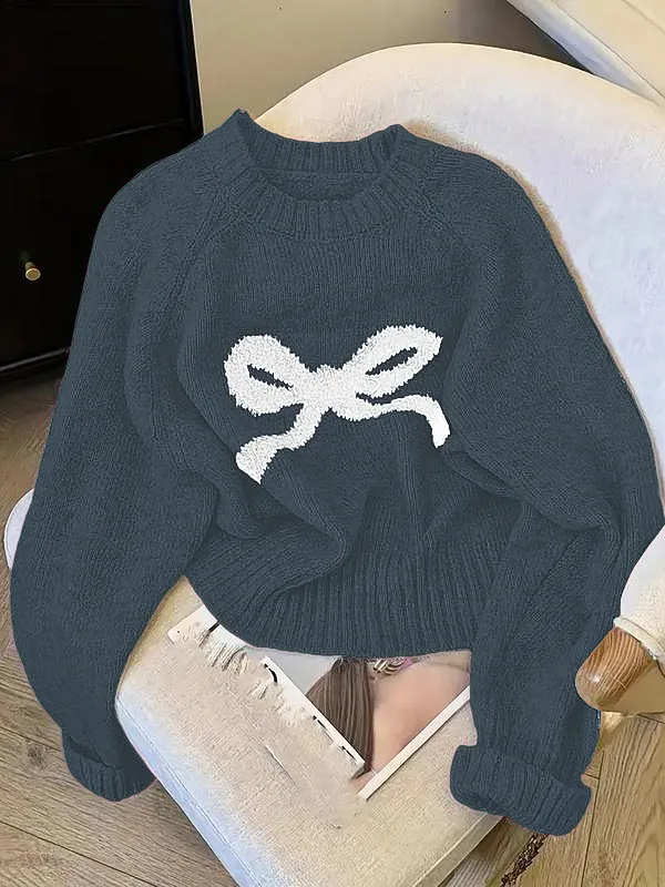 Elegant Bow Knit Sweater for Women