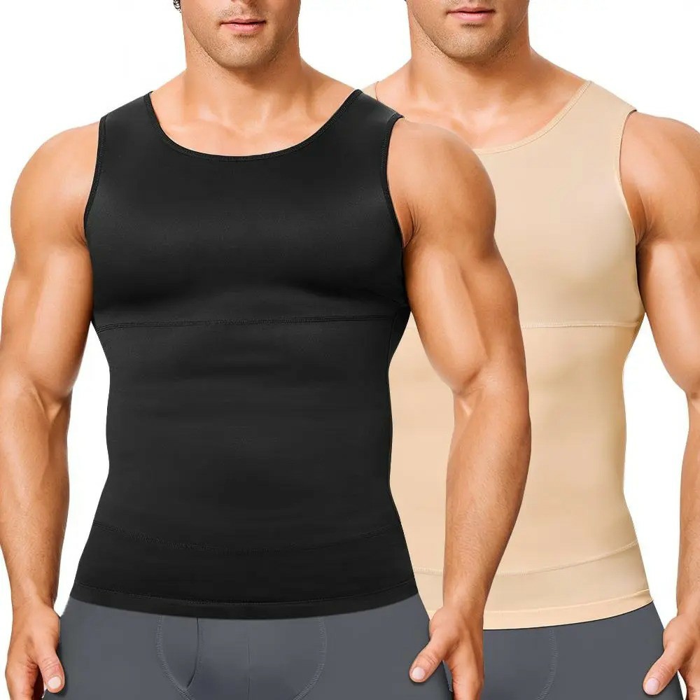 Men’s Silky Soft Compression Shapewear Tank, Slimming Body Shaper Vest with Waist & Chest Support, Stretchy, Odor-Resistant