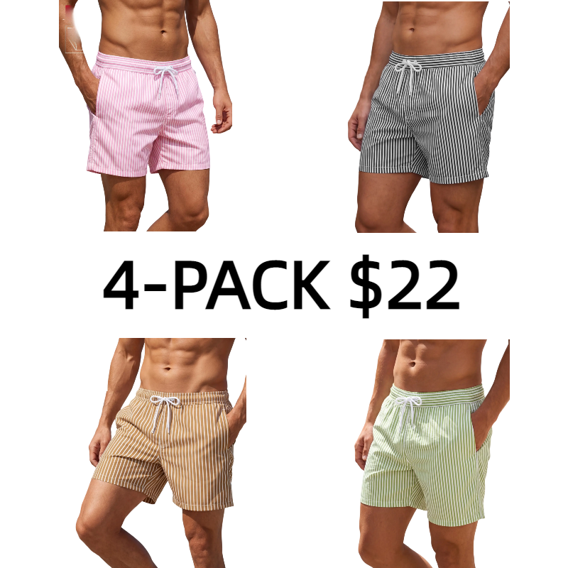 Men's Regular Fit Striped Print Shorts