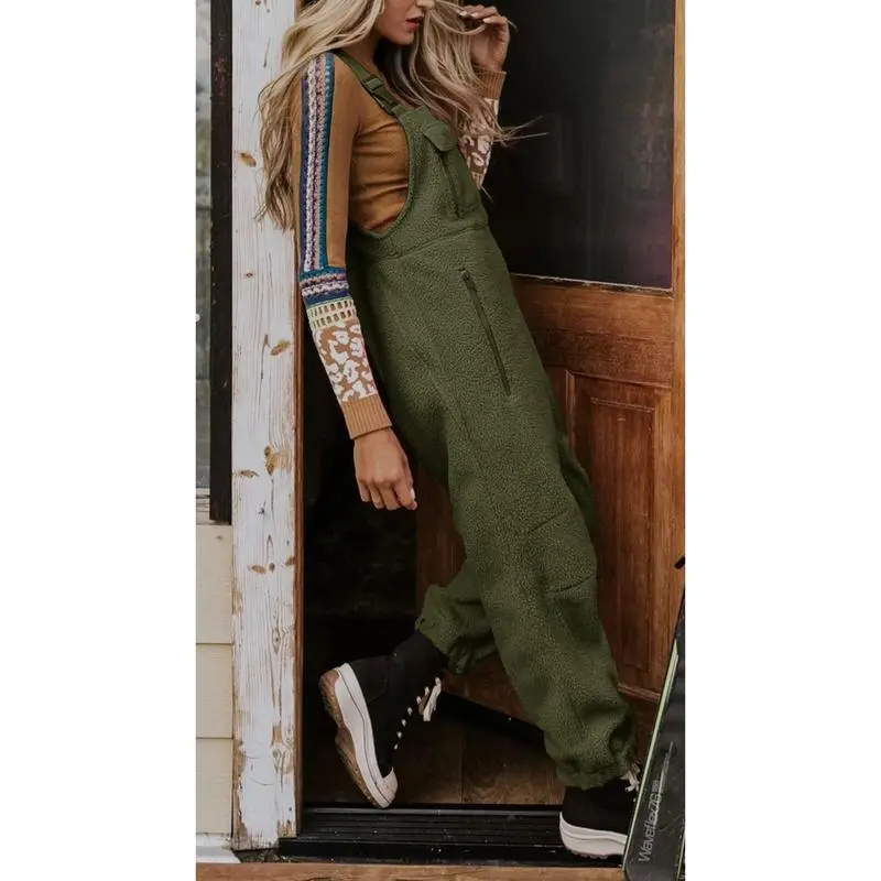 Women's Fleece Warm Overalls Winter Loose