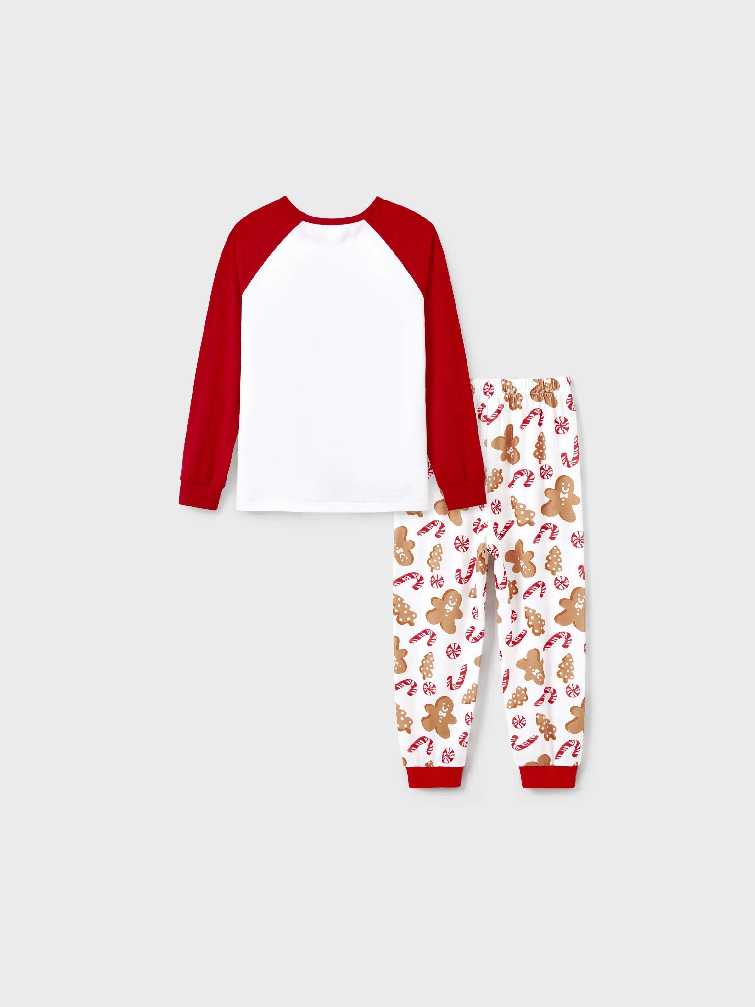 Christmas Matching Family Pajamas Set Gingerbread and Candy Cane Print PJS with Christmas Socks Red