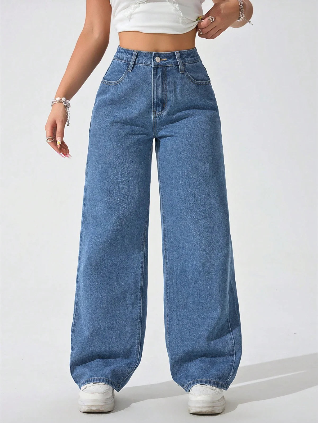 Wide Leg High Rise Jeans