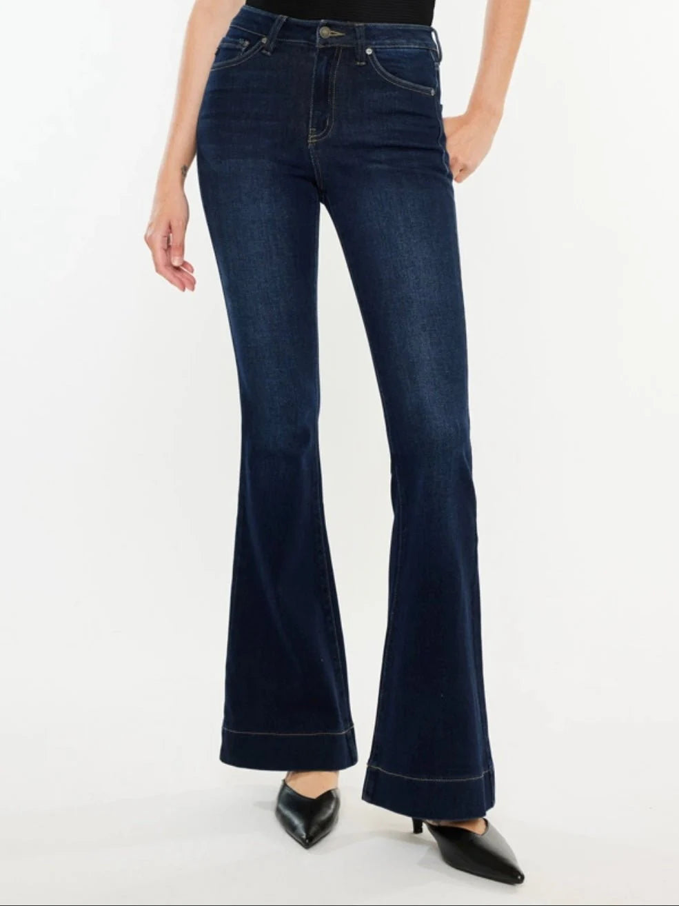 Roxxee Dark High Rise Flare Jeans