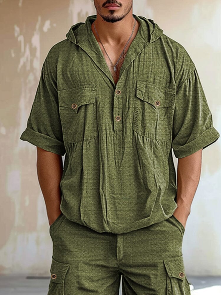 Utility 100% Cotton Hooded T-shirt Set