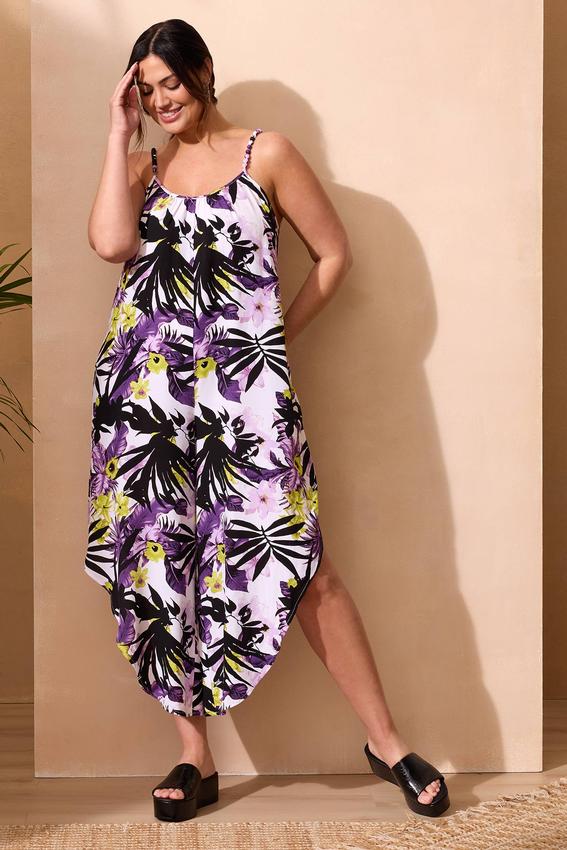 Plus Size Bead Strap Tropical Genie Jumpsuit