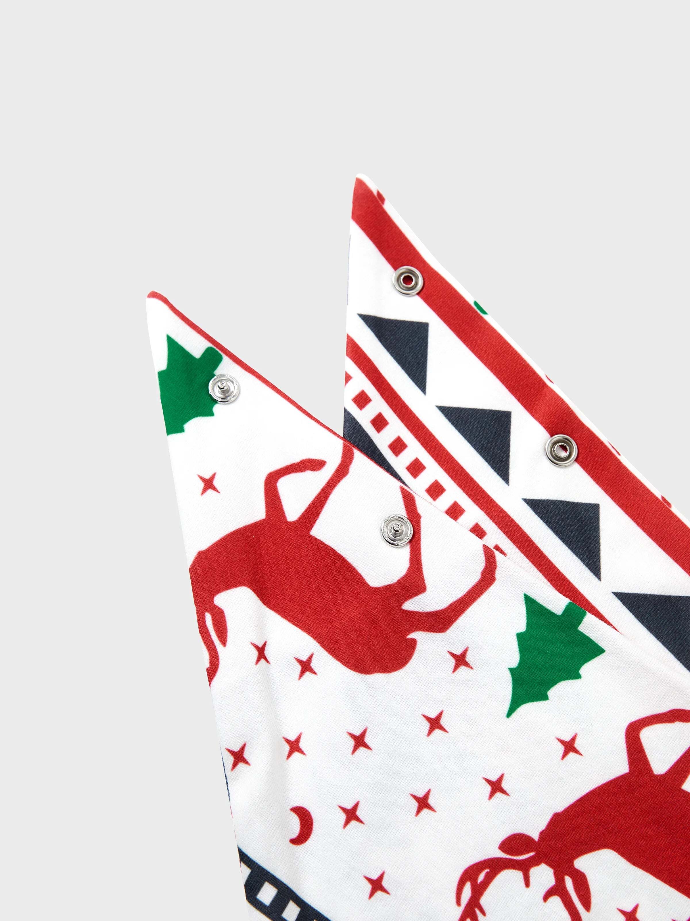 Family Christmas Pajamas All Over Reindeer Print Long-sleeve with Christmas Socks (SGS Certied Safety) Red+White