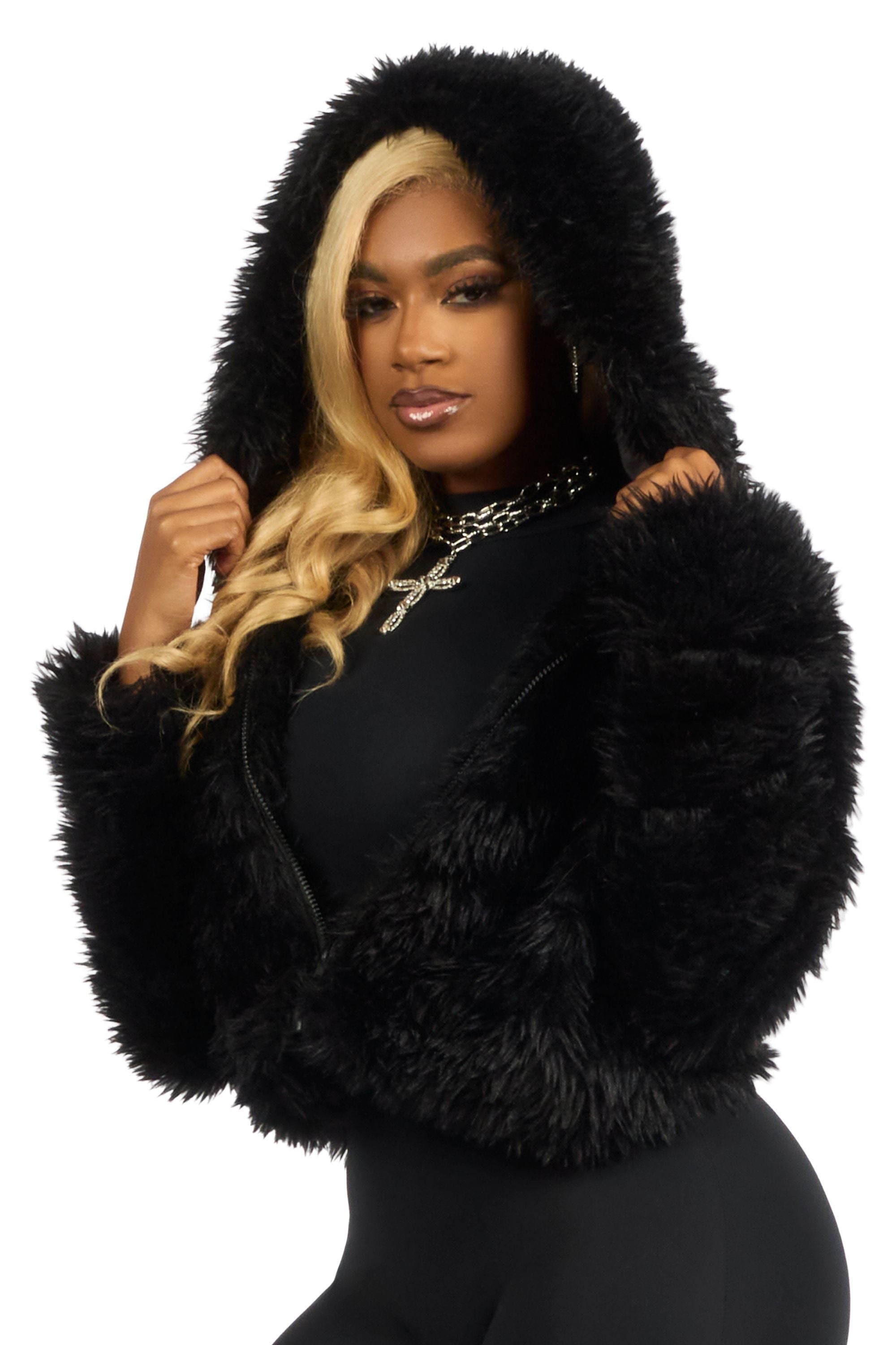 Kristin Black Fur Jacket