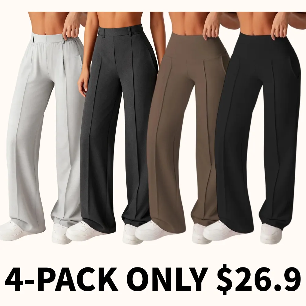 Women's solid color loose straight leg pants