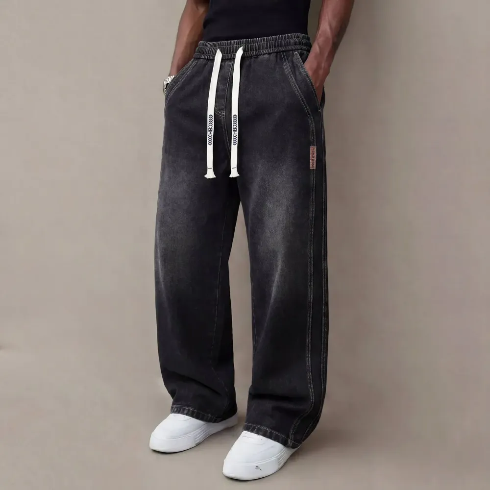 Men’s Stretch Denim Jeans — Vintage Washed Straight-Leg Fit