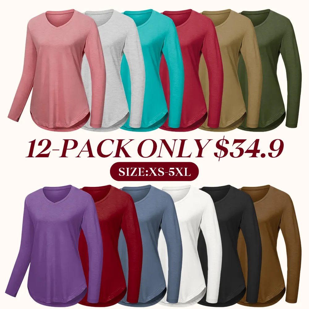 Women's V-neck long-sleeved shirt