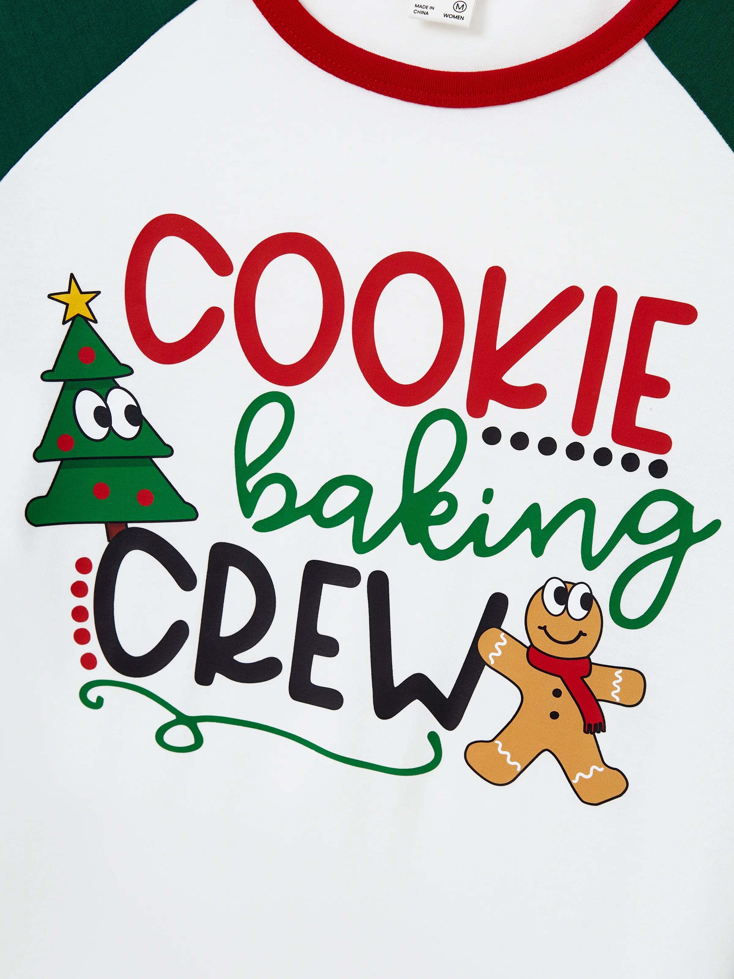 Christmas Matching Family Pajamas Set Gingerbread and Christmas Tree Green and White PJS with Christmas Socks Dark Green