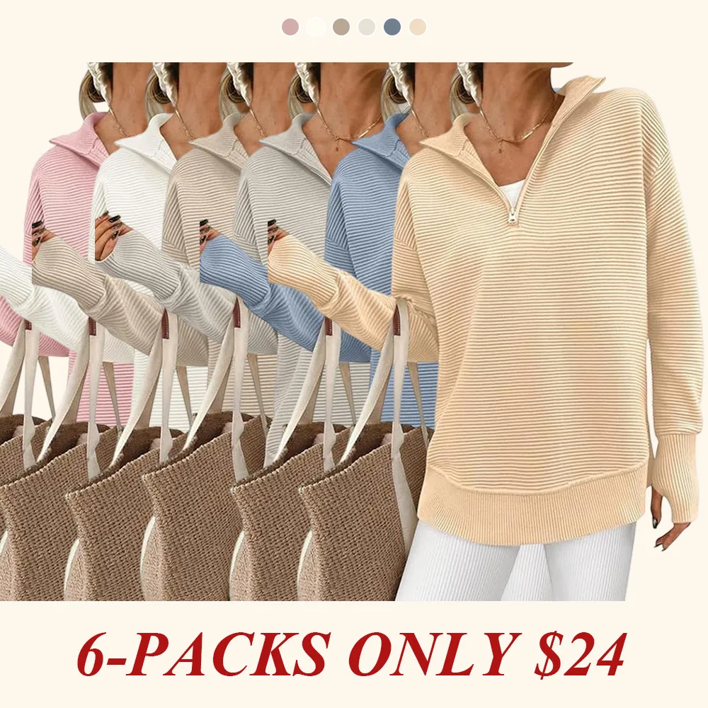 Women's Long Sleeve Quarter Zip Pullover Sweater