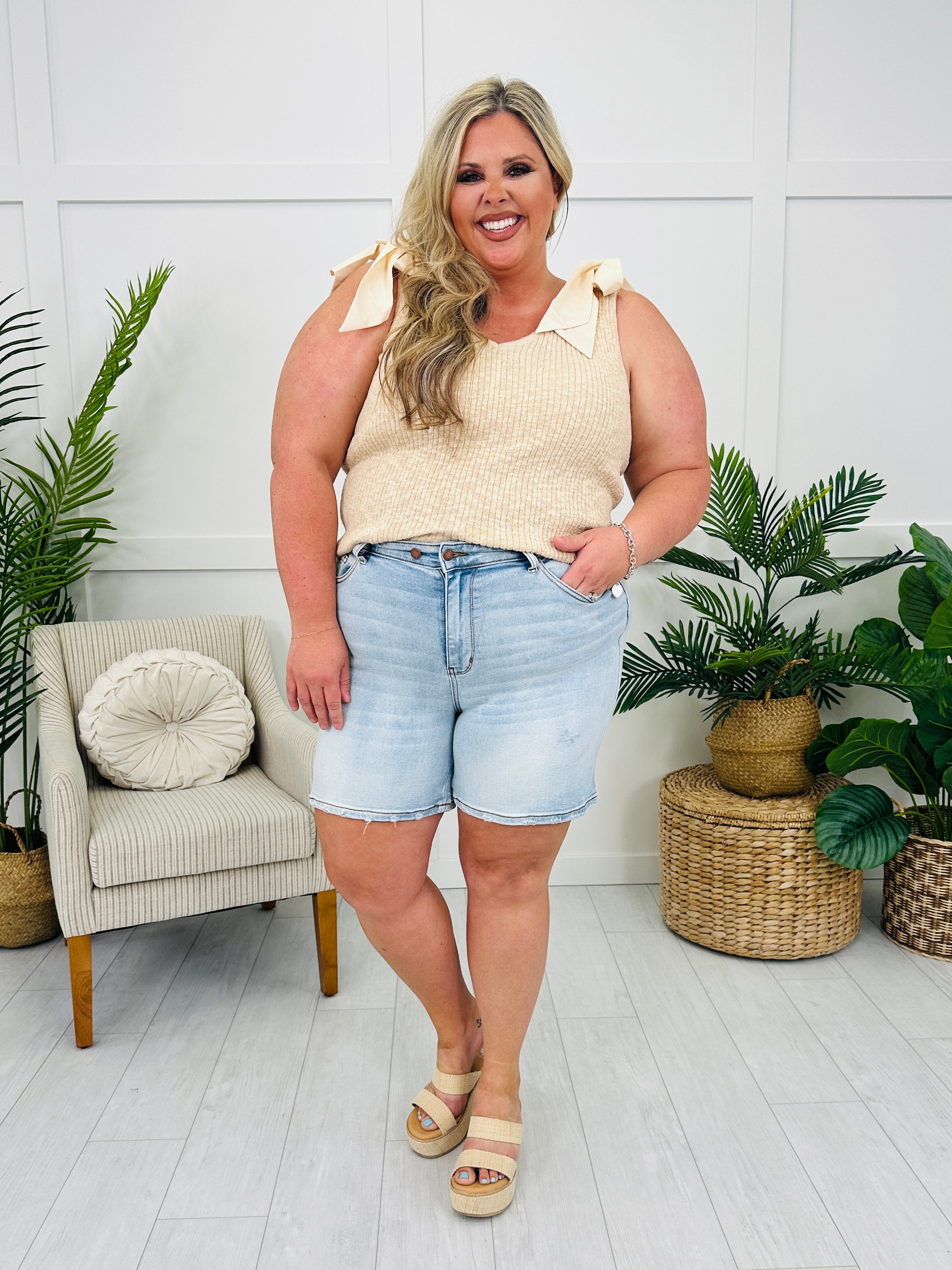 Judy Blue Scene Stealer Double Button Dad Shorts