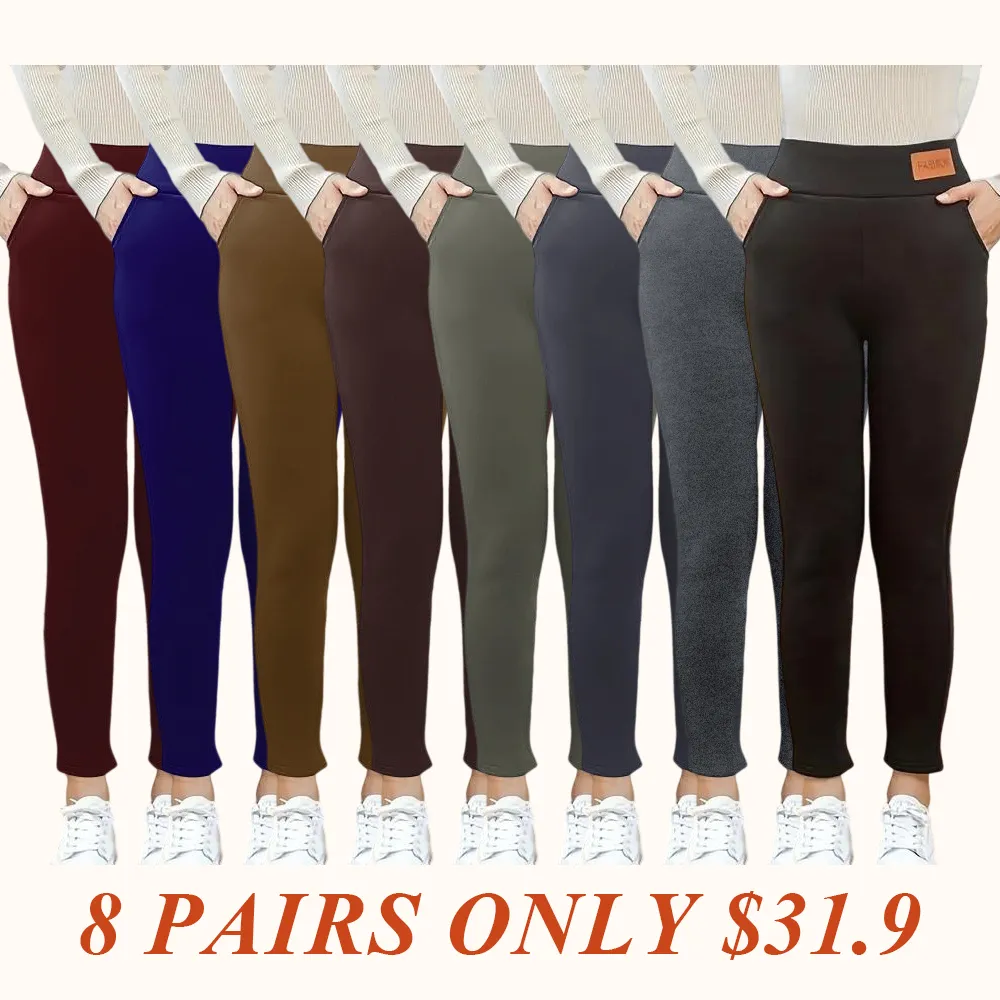 Women's solid casual plush leggings