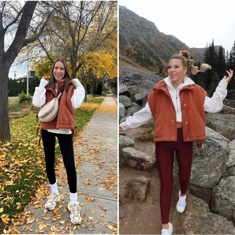 Women's Warm Fleece Vest Casual Sleeveless Button Down Sherpa Jacket