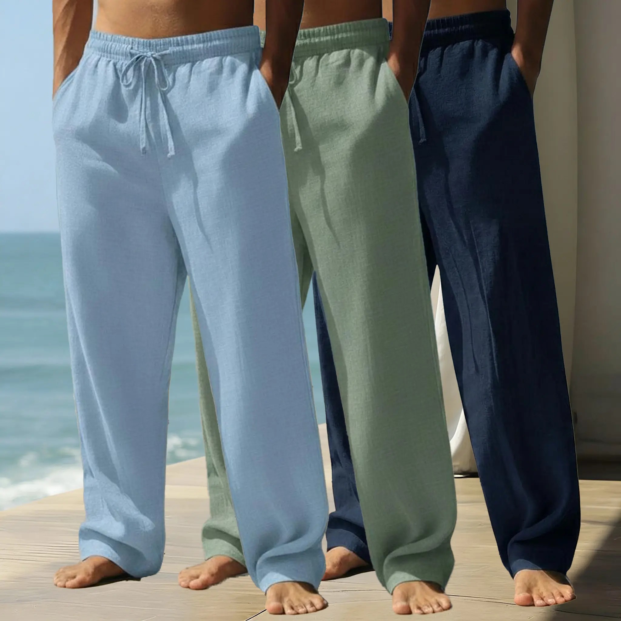 Men’s Lightweight Casual Drawstring Straight-Leg Pants