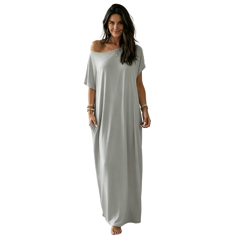 Women's Solid Color Batwing Sleeve Lounge Dress