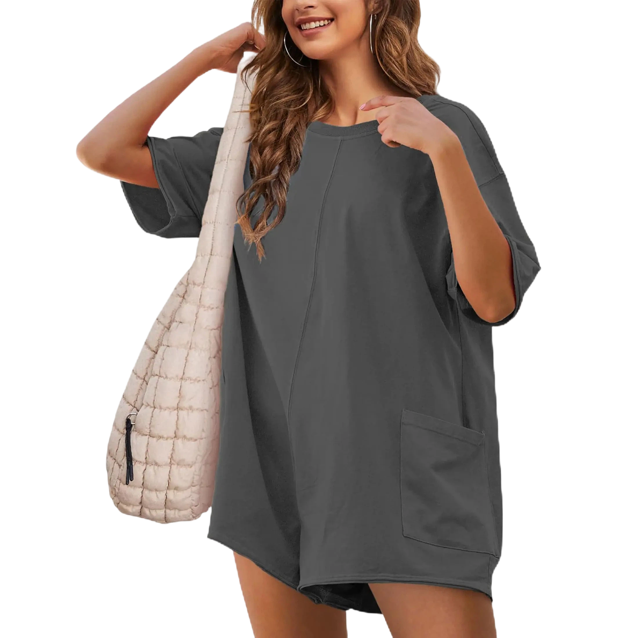 🔥🔥Women's Oversized Casual Athletic Tee Romper