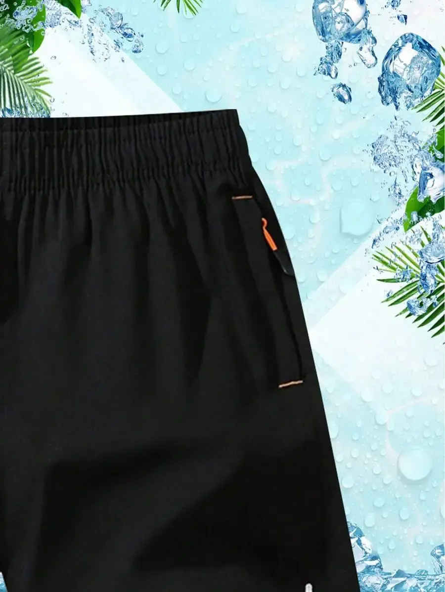 Men'S Solid Color Zipper Pocket Shorts