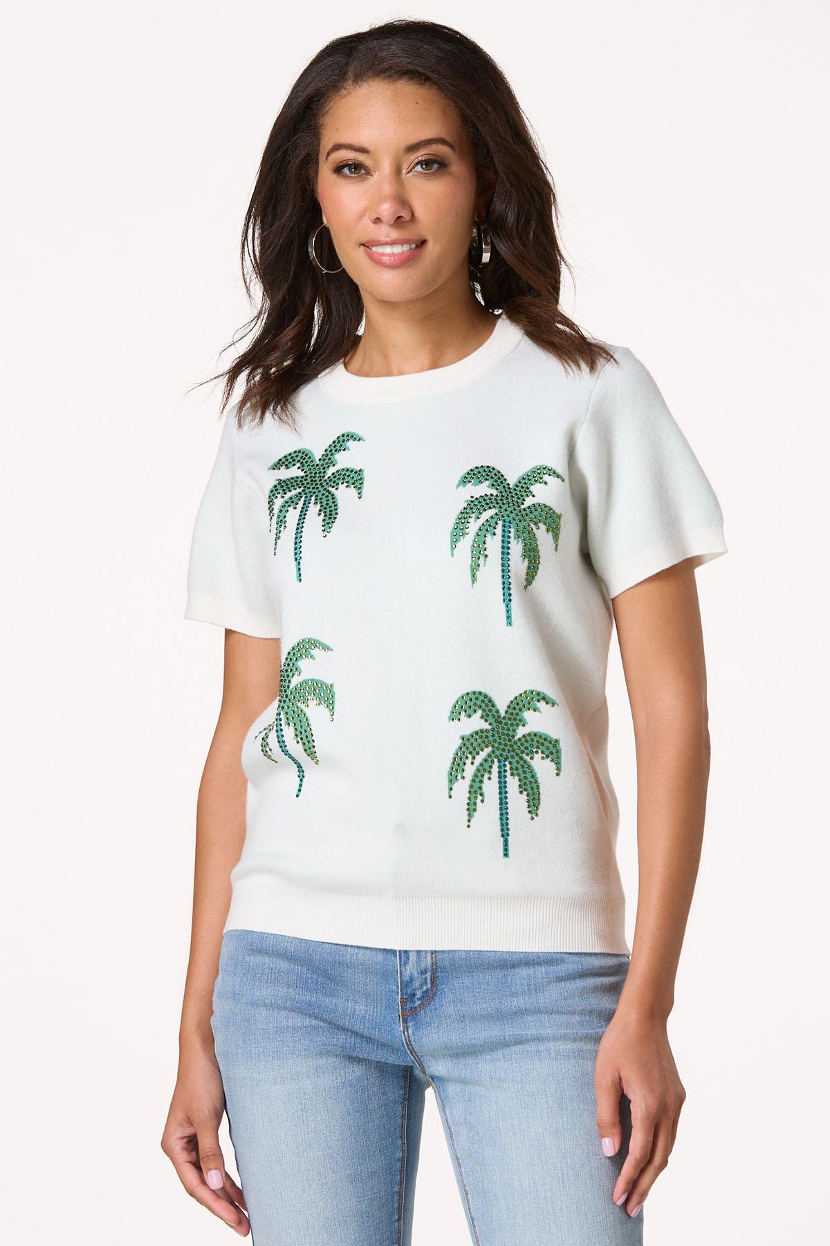 Rhinestone Palm Tree Icon Sweater