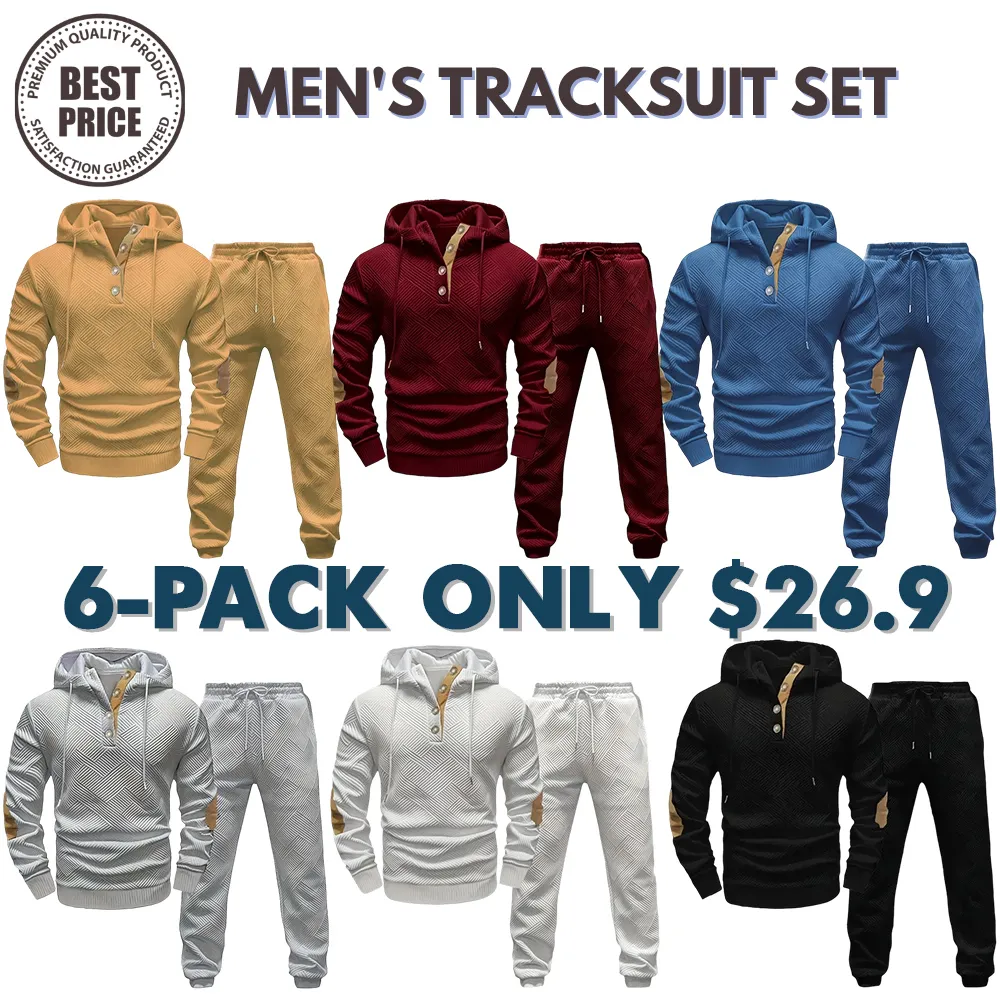 Men's knit jacquard sweatshirt and pants two-piece set