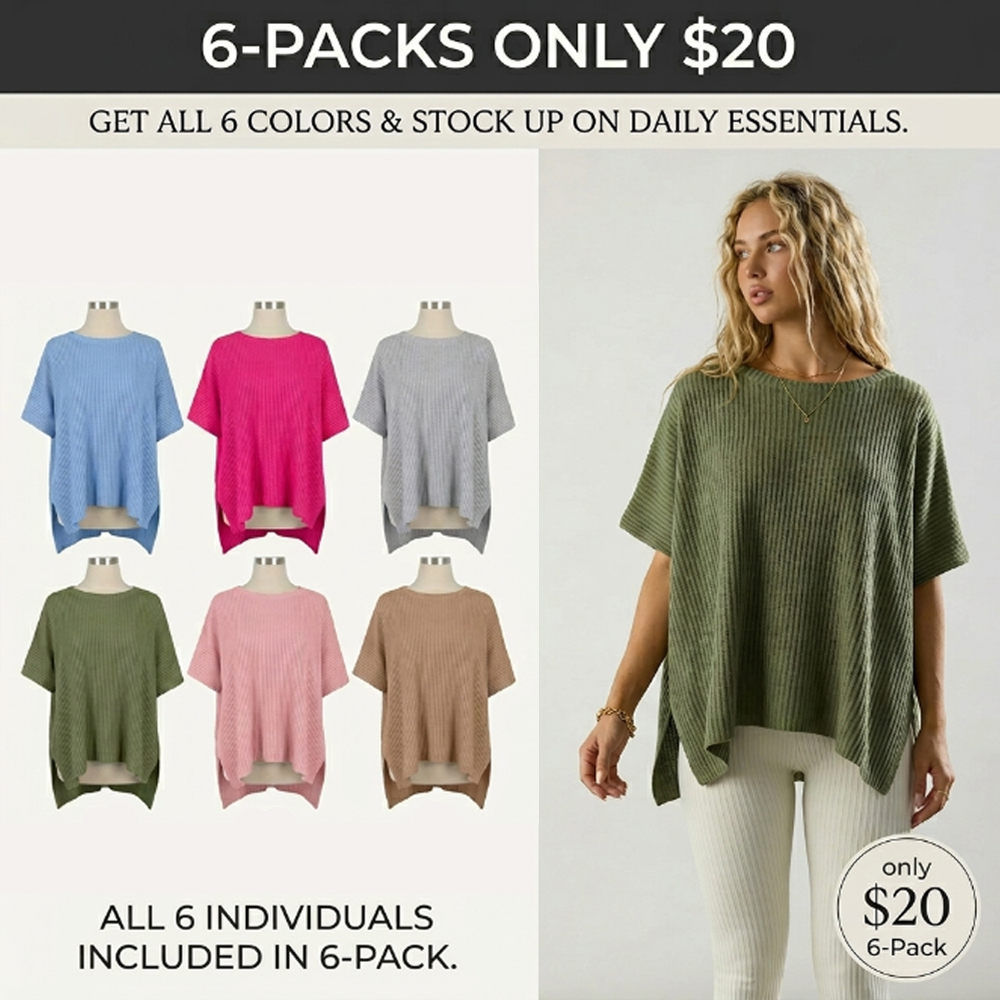 Women’s Short Sleeve Knit Sweater Top (Loose Fit, Soft & Breathable)