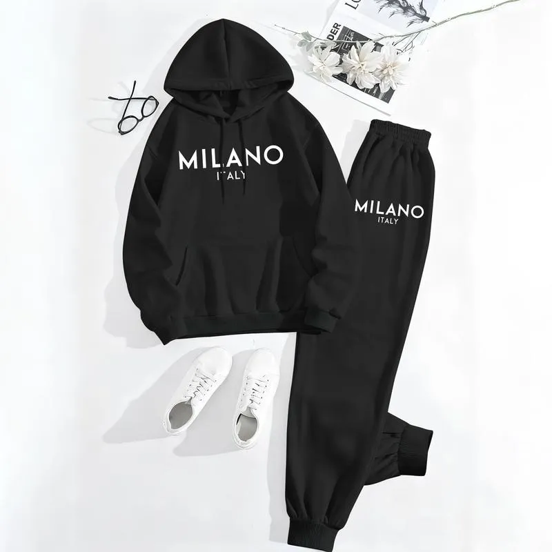 Women's Milano prints City print hoodie and drawstring track pants set