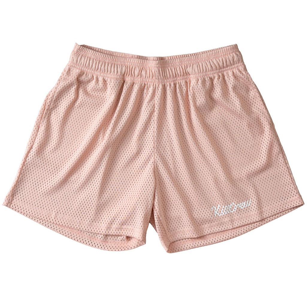VENTED MESH SHORTS SCRIPT - ROSE / WHITE