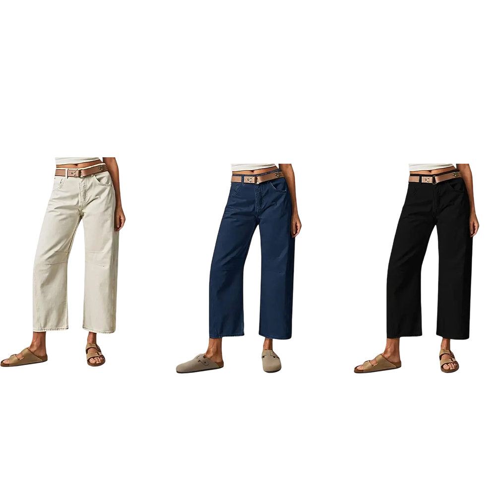 Cropped skinny jeans, no belt, casual summer style