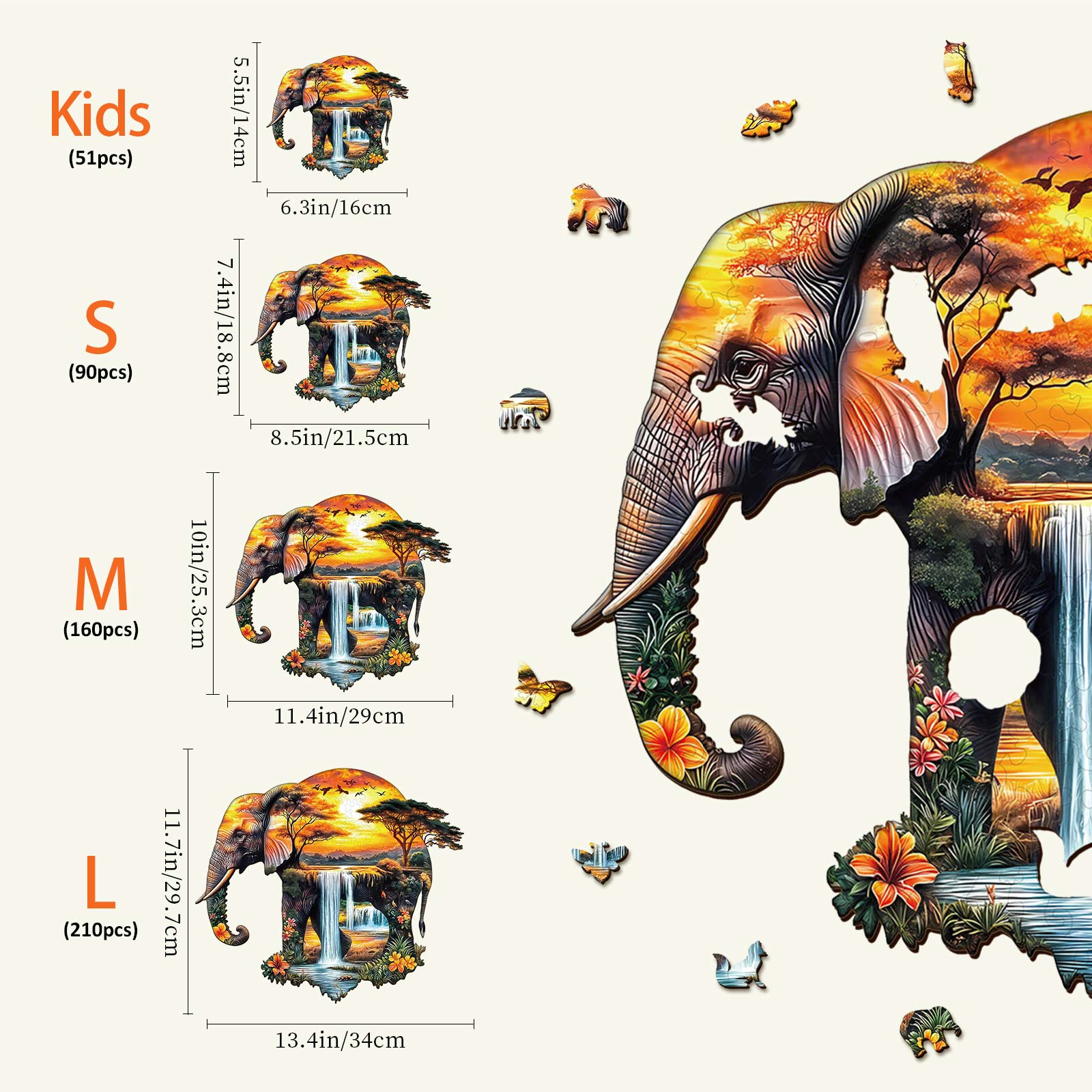 African elephant Wooden Jigsaw Puzzle