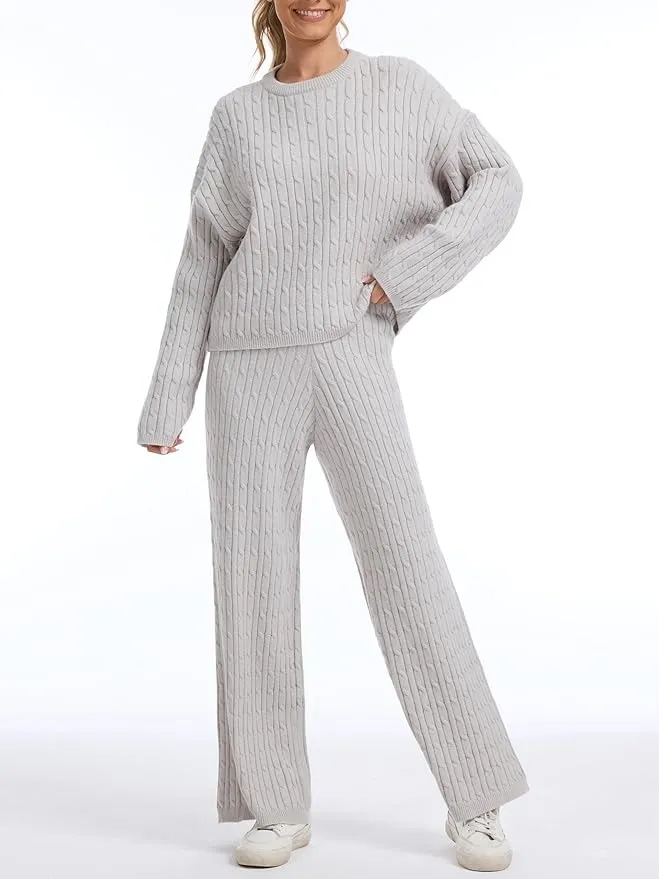 Women's Cable Knit Sweater Lounge Set