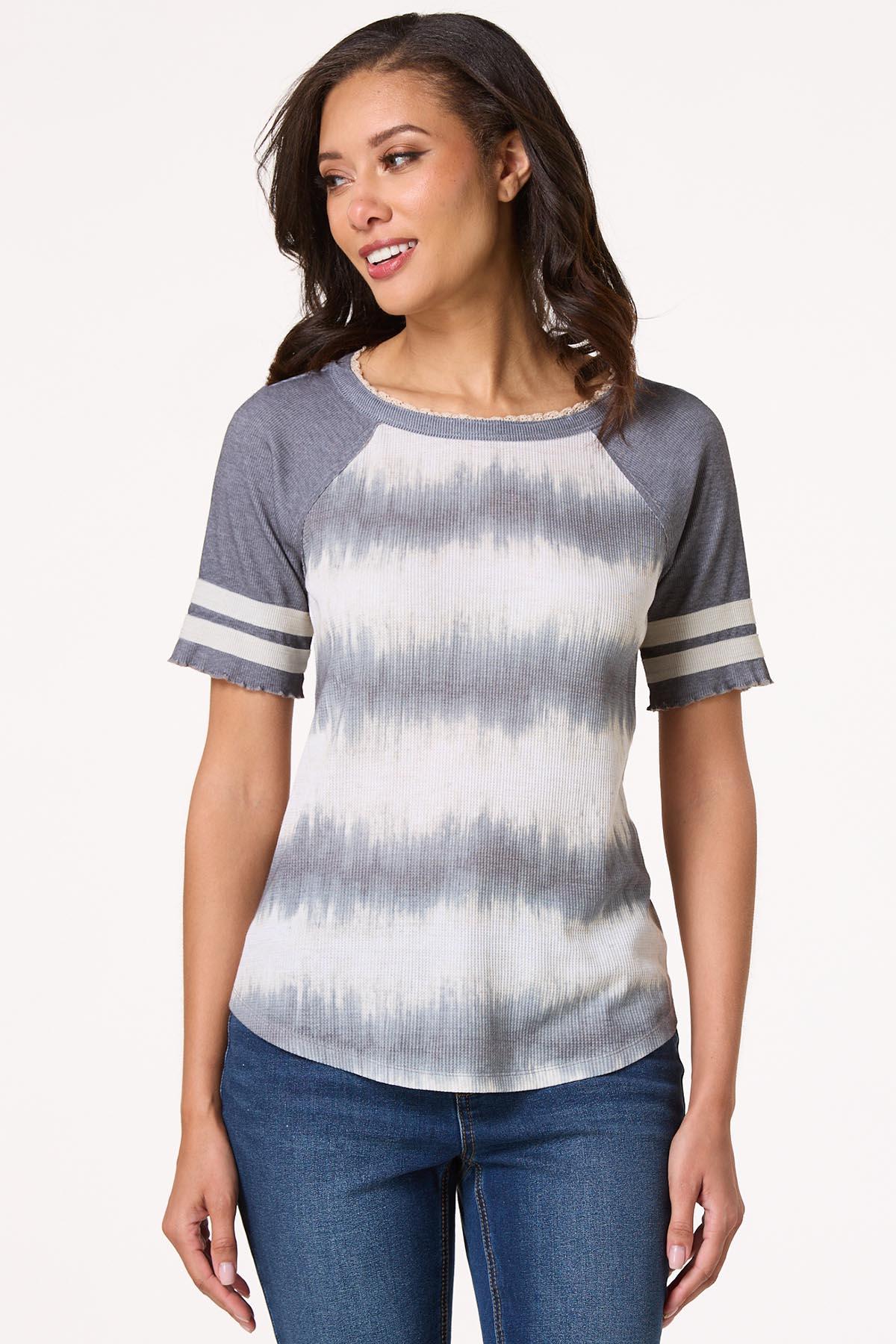 Lacy Trim Tie Dye Baseball Top