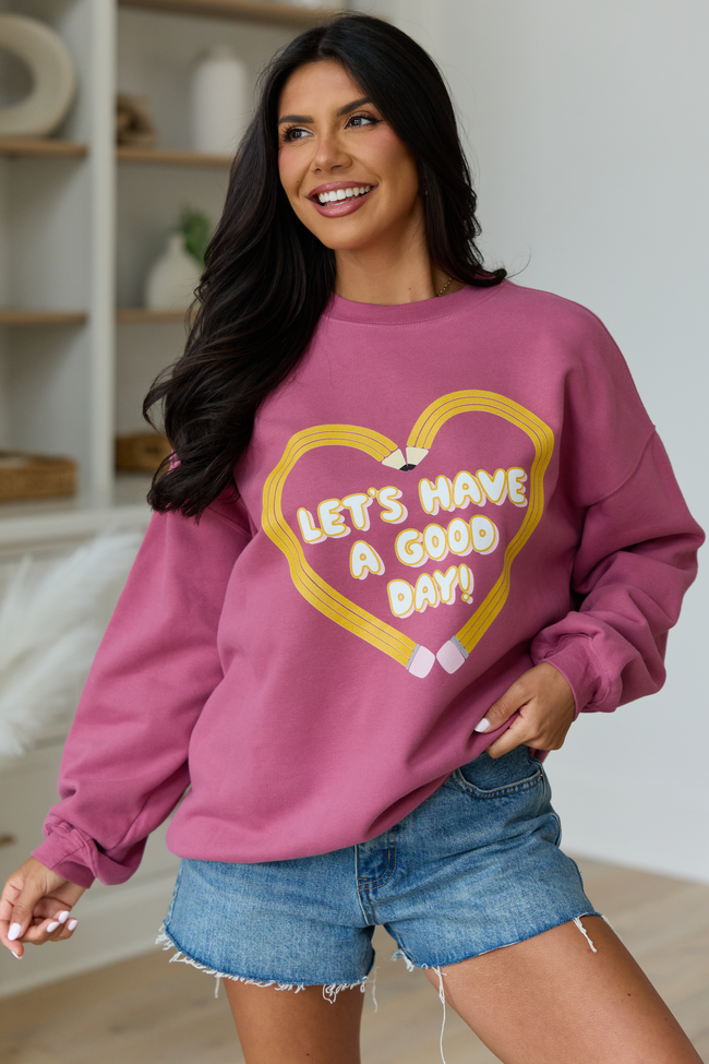 Pencil Heart Rose Graphic Sweatshirt