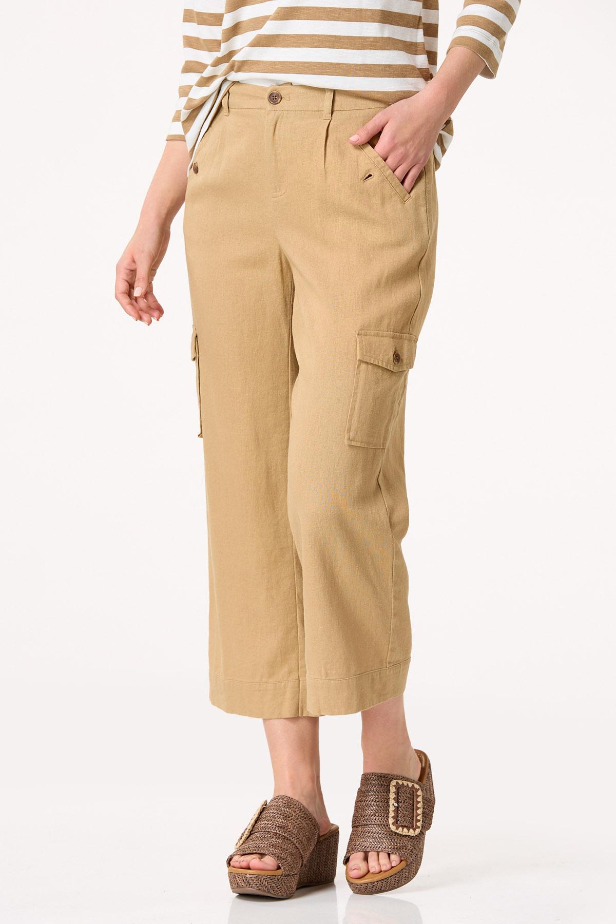 Solid Linen Cropped Pants