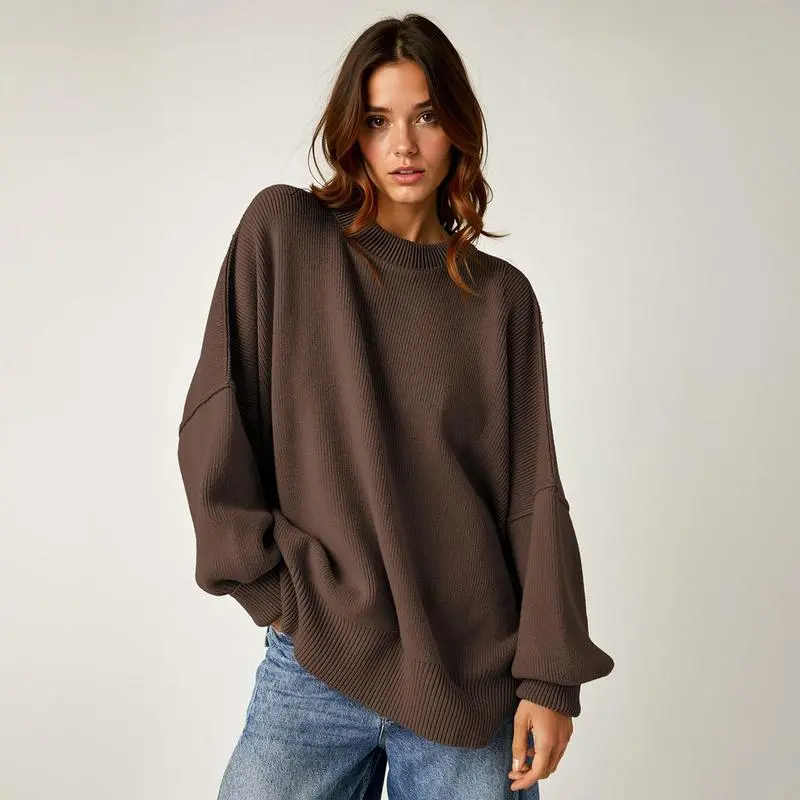 Women's Basic Solid Color Crew Neck Long Sleeve Top