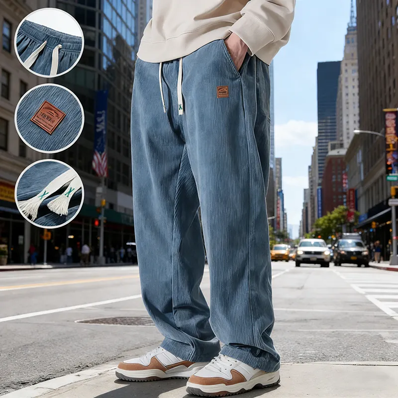 Men's Corduroy Straight-Leg Sweatpants