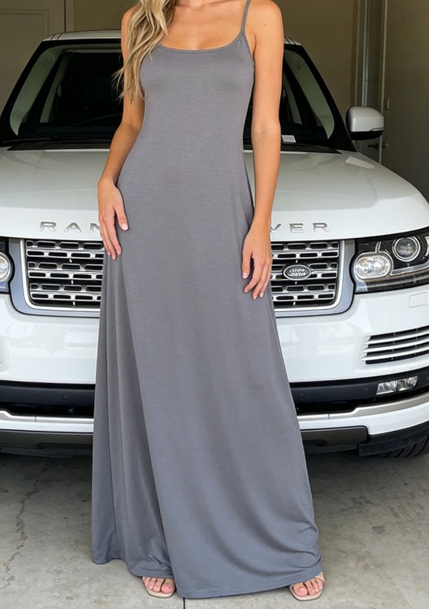 Buttery Soft Stretch Crepe: Draped Casual Maxi Dress for Effortless Flow