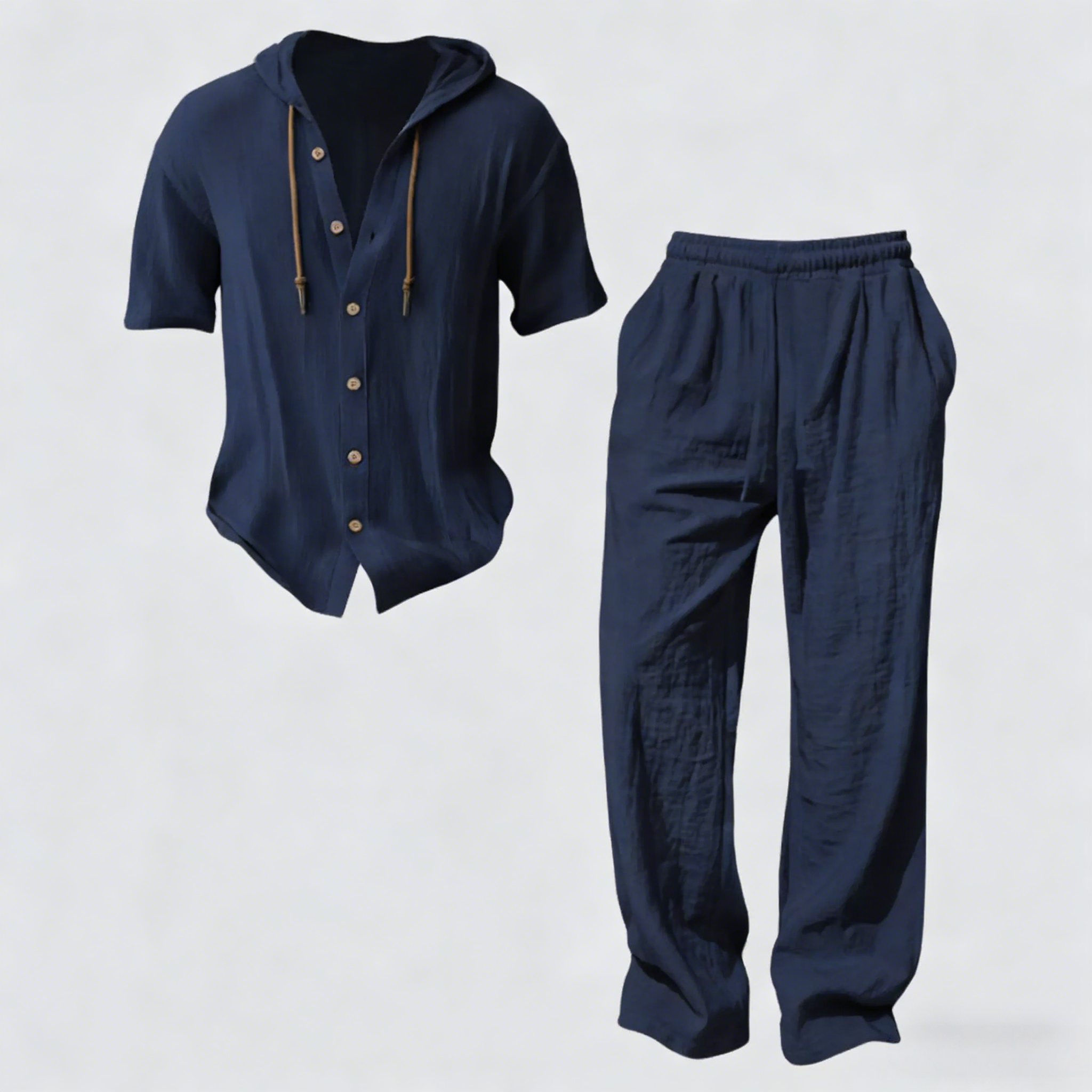 Men’s lightweight two-piece set with a hood, casual vacation style