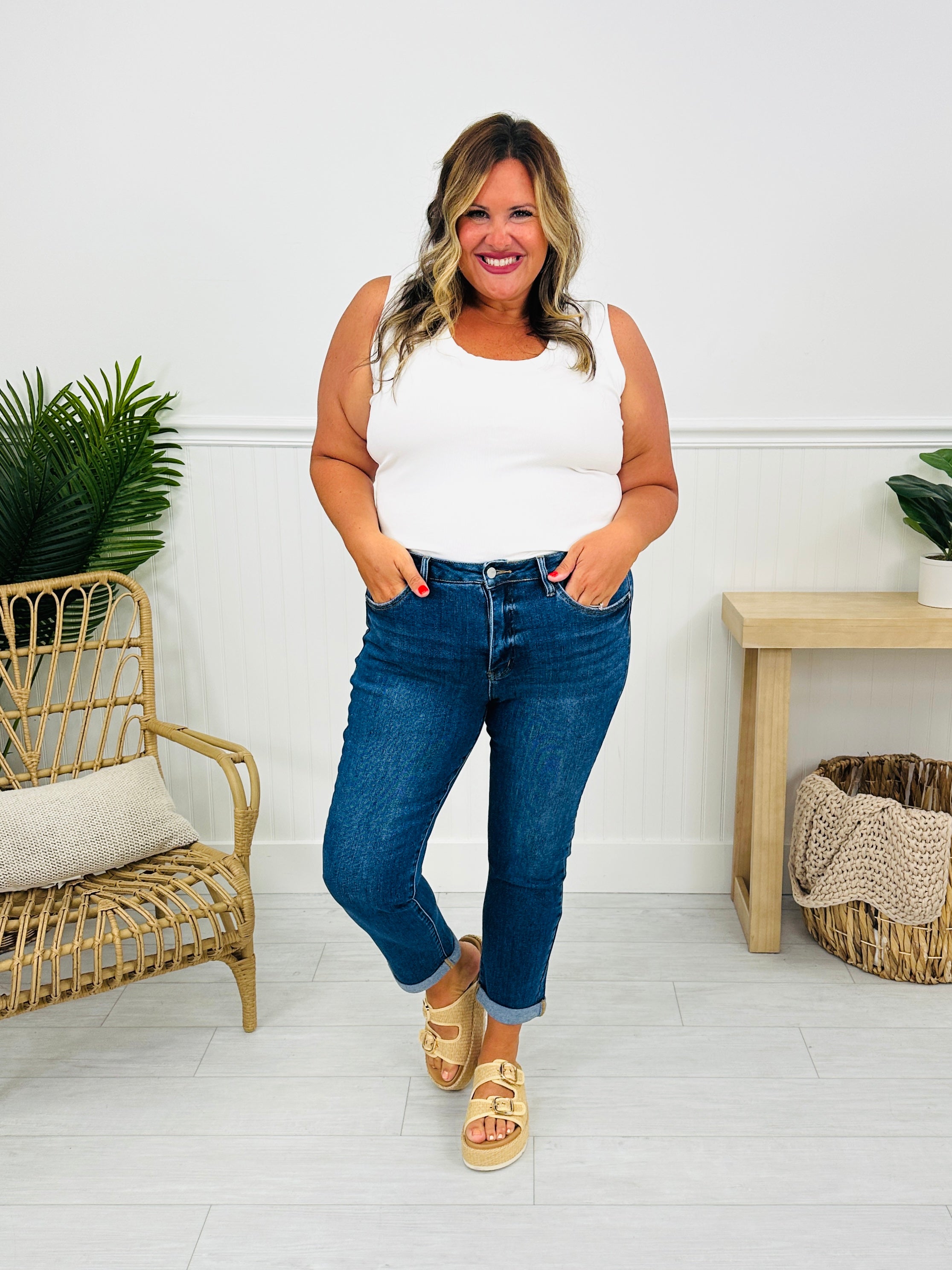 One Hundred Percent Chance Tummy Control Mom Jeans