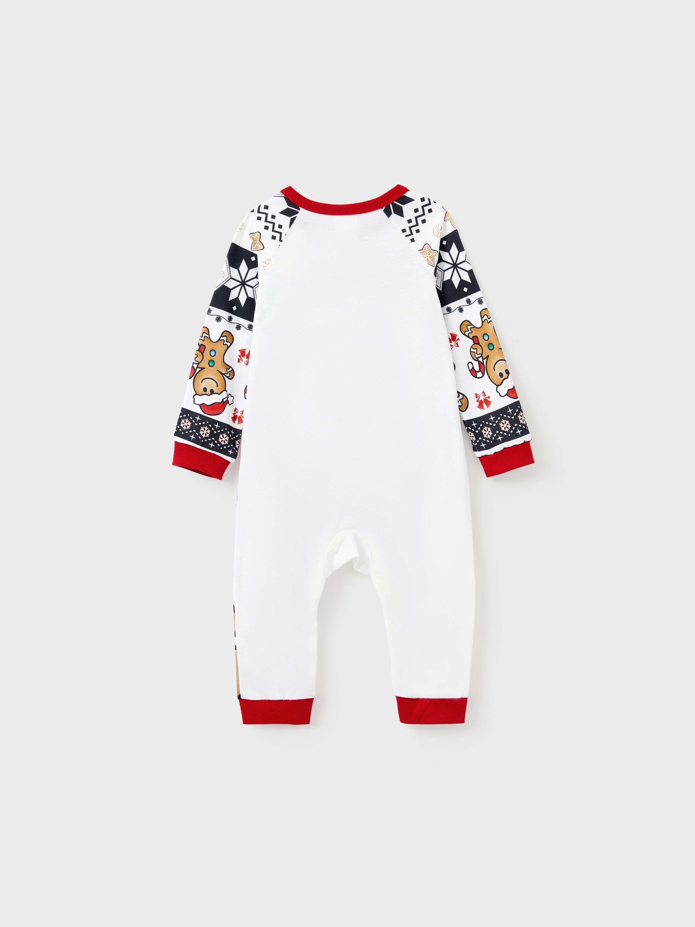 Christmas Family Matching Raglan Sleeves Gingerbread Man Pajamas Sets with Drawstring and Pockets with Christmas Socks red/black
