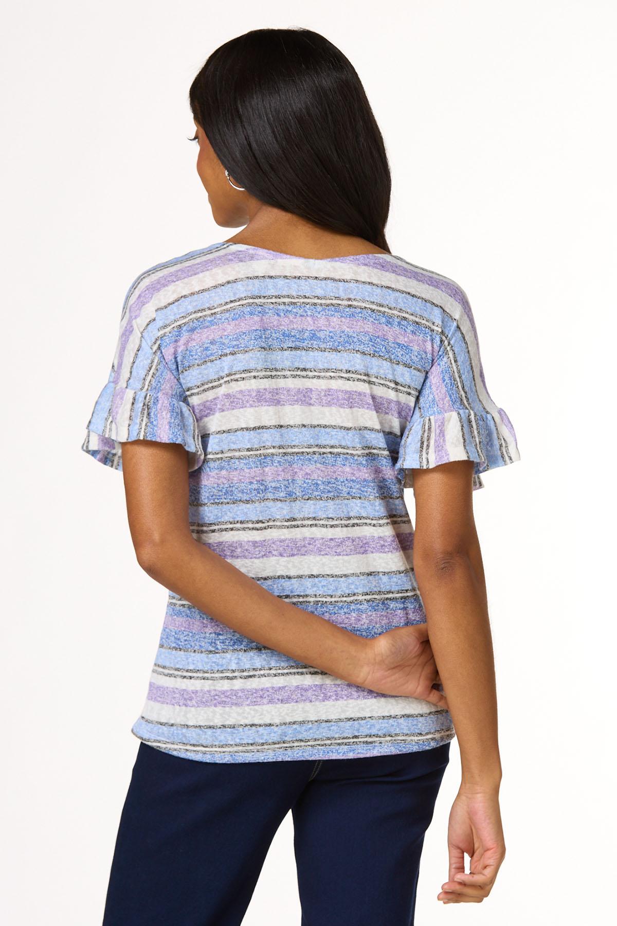 Stripe Ruffled Hacci Top