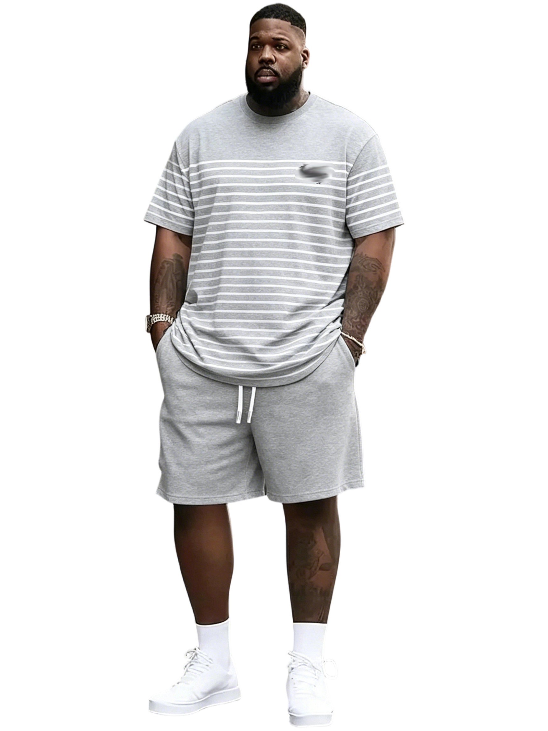 Men's Summer Casual Sportswear Set, Breathable 3D Print Round Neck T-Shirt and Shorts