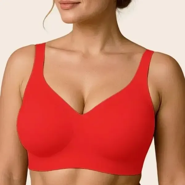 Women's Seamless Red Bra Wireless Soft Bralette