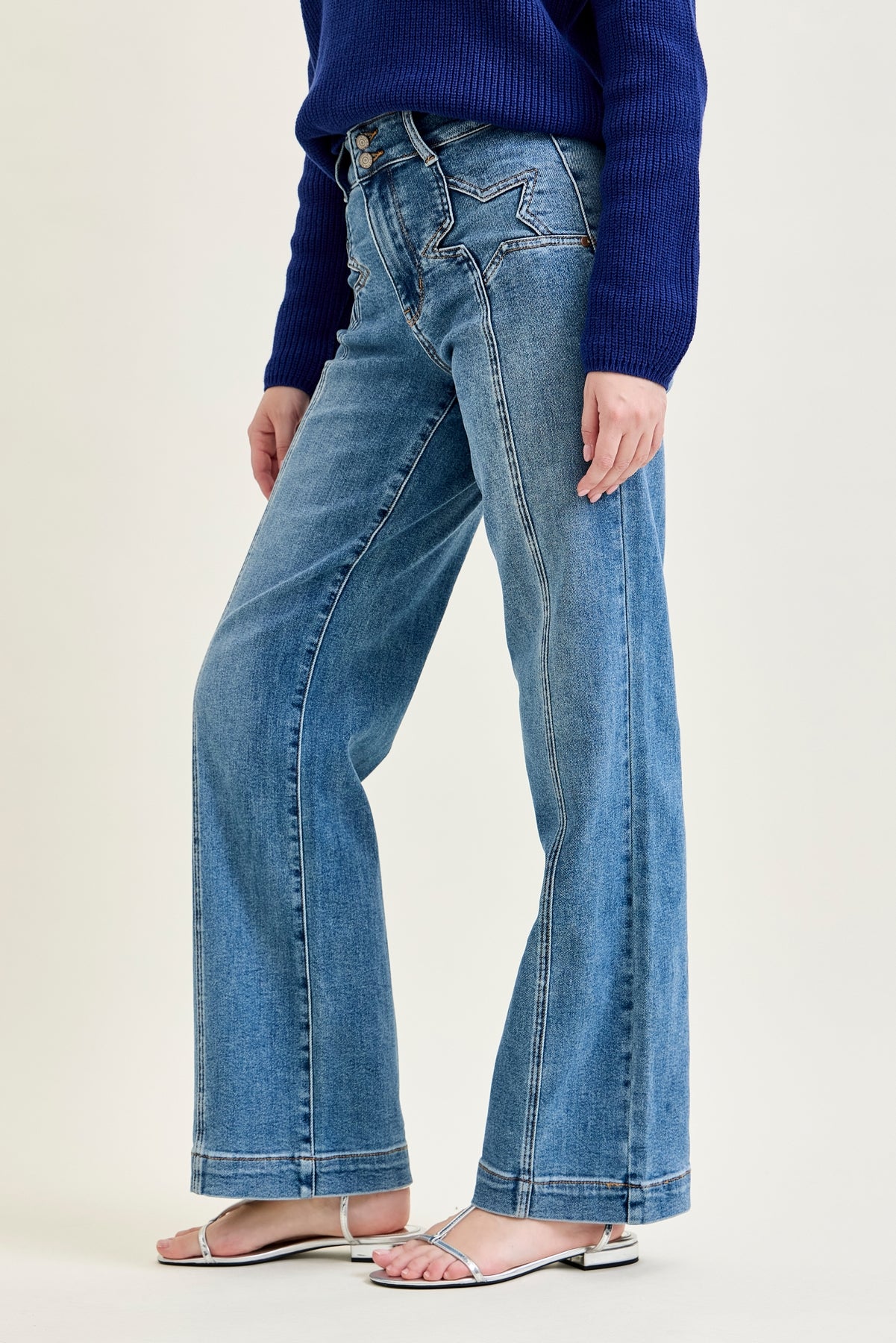 Eliza High Rise Wide Legs with Starry Flair