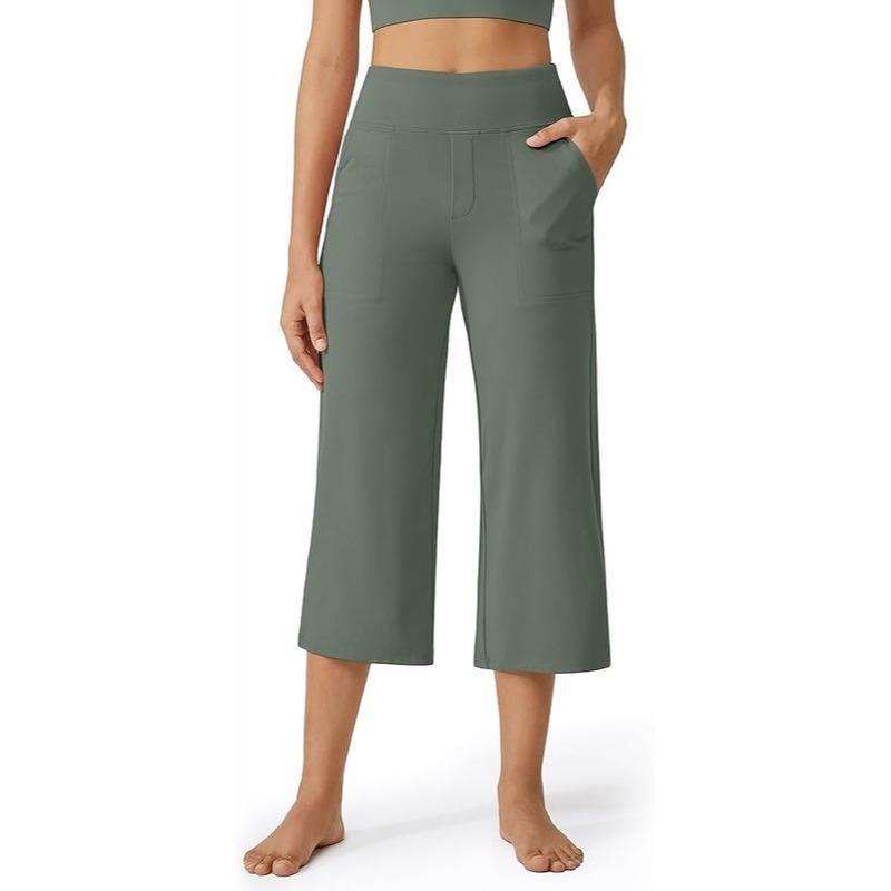 Mother's Day Sale💕Capri Pants for Women Wide Leg Yoga Dress Cropped Pants