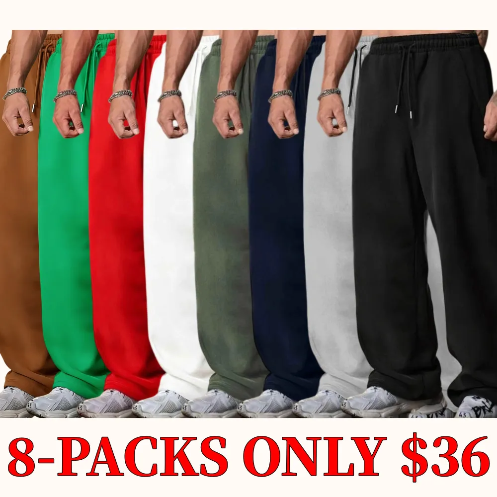 Men's Black Baggy Wide-Leg Sweatpants