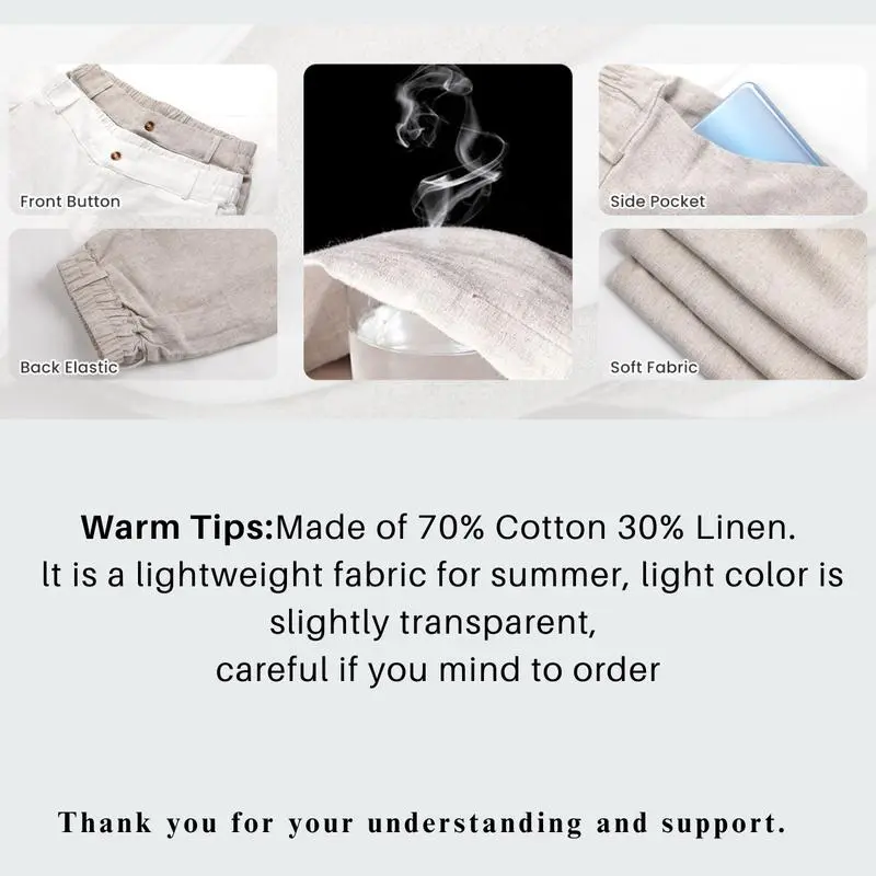 Womens Cotton Linen Pants Casual Button Up High Waisted Wide Leg Trousers Wideleg Loose Womenswear Apricot