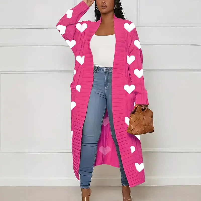 Women's Solid Color Textured Drop Shoulder Pocket Longline Cardigan