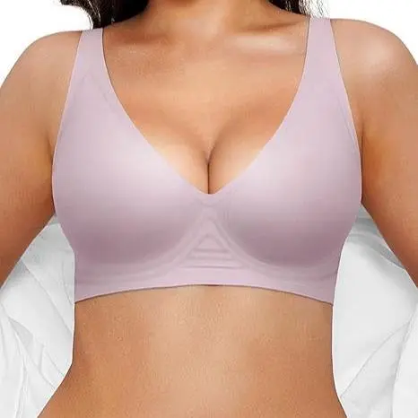 Jelly Wireless Womens Comfortable Wireless Bras Push Up Bralettes Seamless Tshirts Bras Deep V Everyday Bras