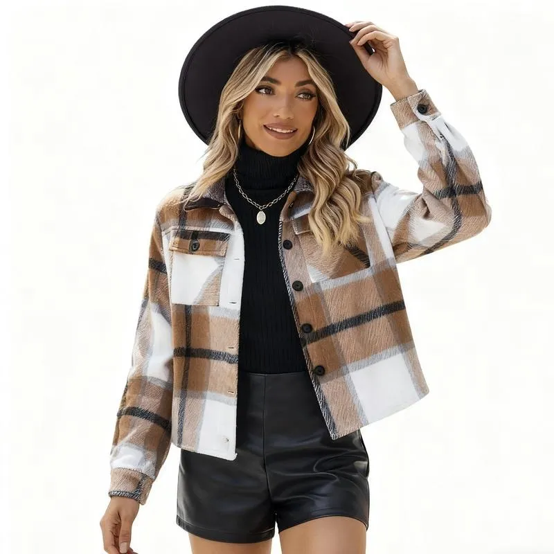 Women's Vintage Flannel Plaid Jacket